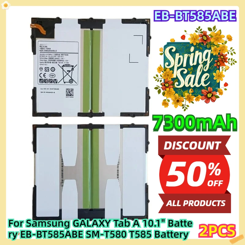 For Samsung GALAXY Tab A 10.1" Battery EB-BT585ABE 7300mAh SM-T580 T585 Battery 2pcs
For Samsung GALAXY Tab A 10.1" Battery EB-BT585ABE 7300mAh SM-T580 T585 Battery 2pcs