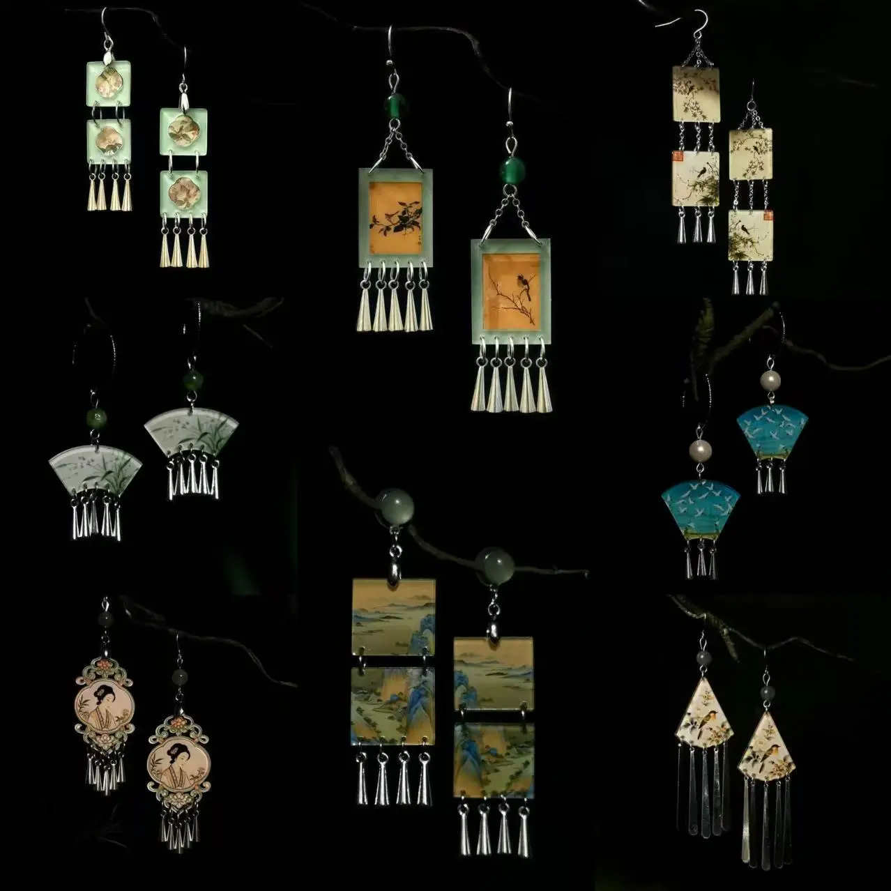 Vintage Style Chinese Painting Earrings for Women Silver Ear Hook Traditional Ethnic Court Tassel Jewelry Hanfu Accessories Gift
Vintage Style Chinese Painting Earrings for Women Silver Ear Hook Traditional Ethnic Court Tassel Jewelry Hanfu Accessories Gift
