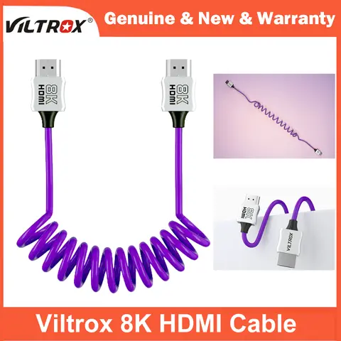 Viltrox 8K HDMI 2,1 Cable 48Gbps 60Hz Cable en espiral de aleación de Zinc A a A para Monitor de cámara HD TV portátil proyector de escritorio PS4 PS5