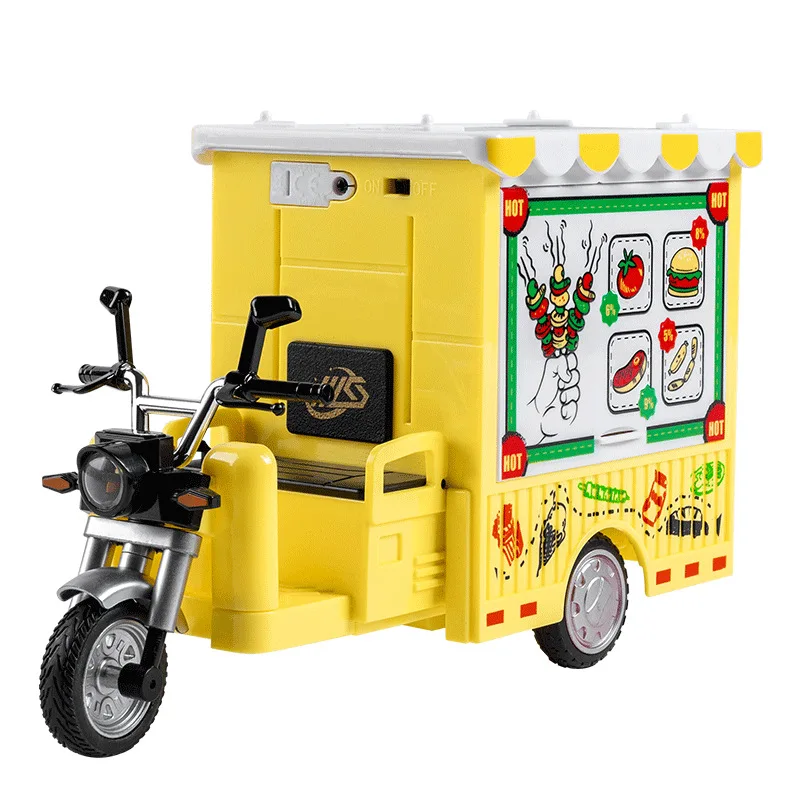 1:10 Tricycle simulation alloy stall dining car model sound and light Pull Back toy
1:10 Tricycle simulation alloy stall dining car model sound and light Pull Back toy