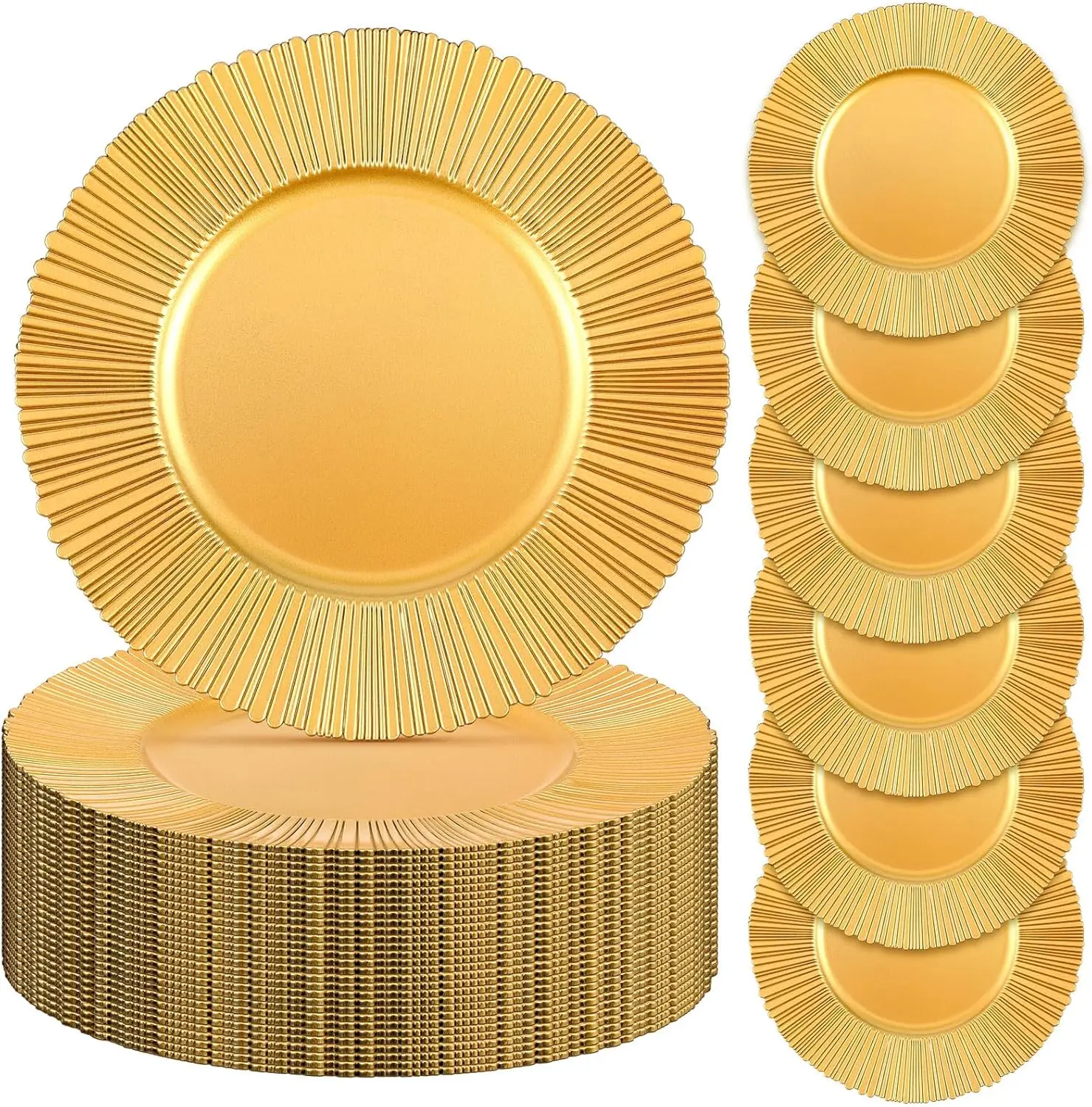 Yaomiao 50 Pcs 13 Inch Gold Charger Plates Bulk Plastic Plates Chargers Round Dinner Chargers for Wedding Party Table Setting
Yaomiao 50 Pcs 13 Inch Gold Charger Plates Bulk Plastic Plates Chargers Round Dinner Chargers for Wedding Party Table Setting
