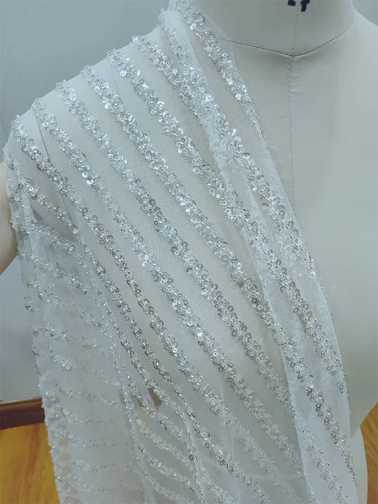 Soft Lace Mesh Fabric with Chain Sequin Decorative Bridal Material Trim for Wedding Dress Decoration DIY Crafting Accessories
Soft Lace Mesh Fabric with Chain Sequin Decorative Bridal Material Trim for Wedding Dress Decoration DIY Crafting Accessories