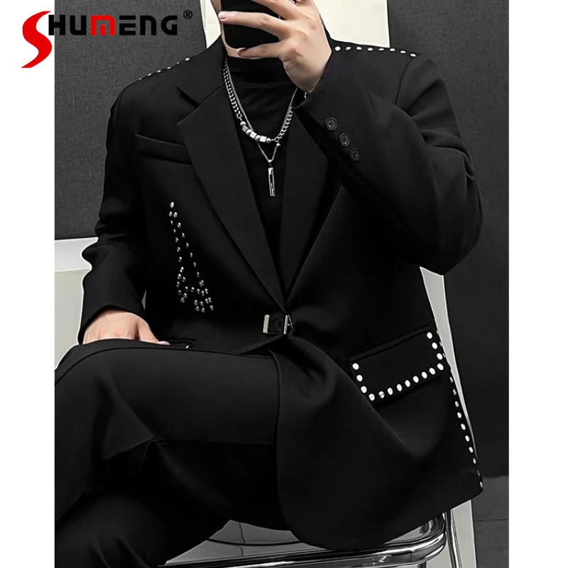 Men's 2025 Autumn New Rivet Metal Buckle Design Suit Jackets Men's Fashion Versatile Loose Stylish Personality Blazer Jackets
Men's 2025 Autumn New Rivet Metal Buckle Design Suit Jackets Men's Fashion Versatile Loose Stylish Personality Blazer Jackets