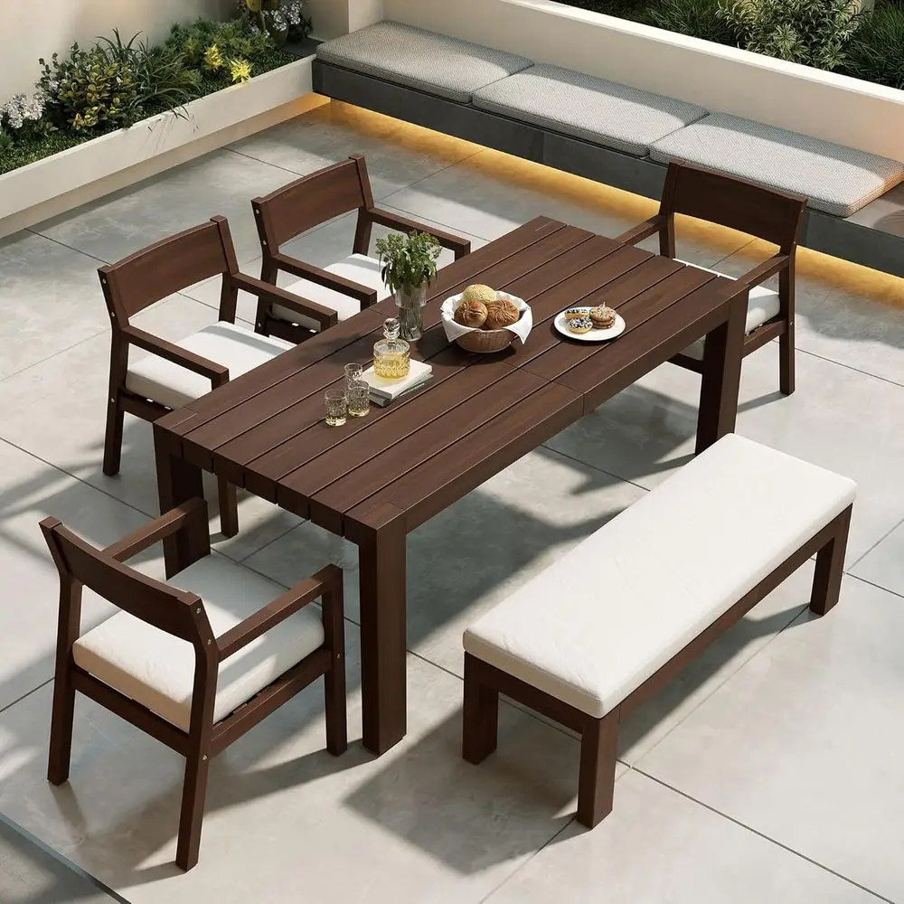 6-Person Acacia Wood Patio Dining Set with Bench, Umbrella Hole, Removable Cushions (Beige, Mocha)
6-Person Acacia Wood Patio Dining Set with Bench, Umbrella Hole, Removable Cushions (Beige, Mocha)
