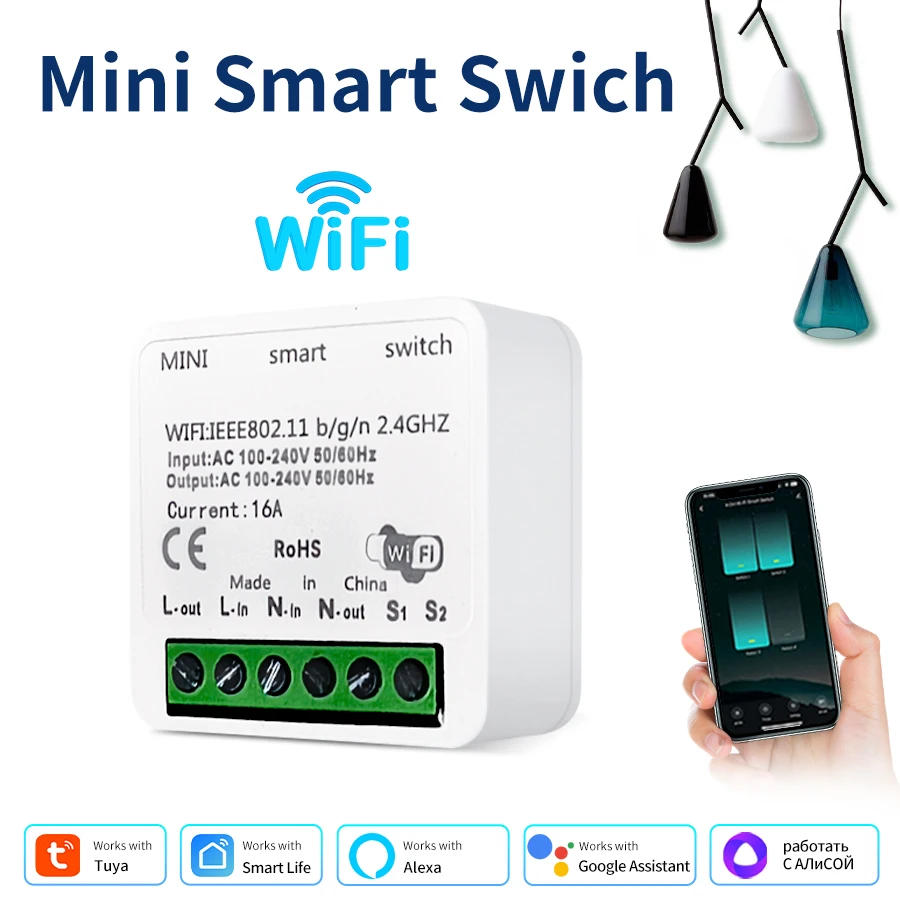 Smart WiFi Switch 100-240V 16A Home Automation Module 1/2CH Relay Breaker Smart Life App Control Works with Alexa Google Home
Smart WiFi Switch 100-240V 16A Home Automation Module 1/2CH Relay Breaker Smart Life App Control Works with Alexa Google Home