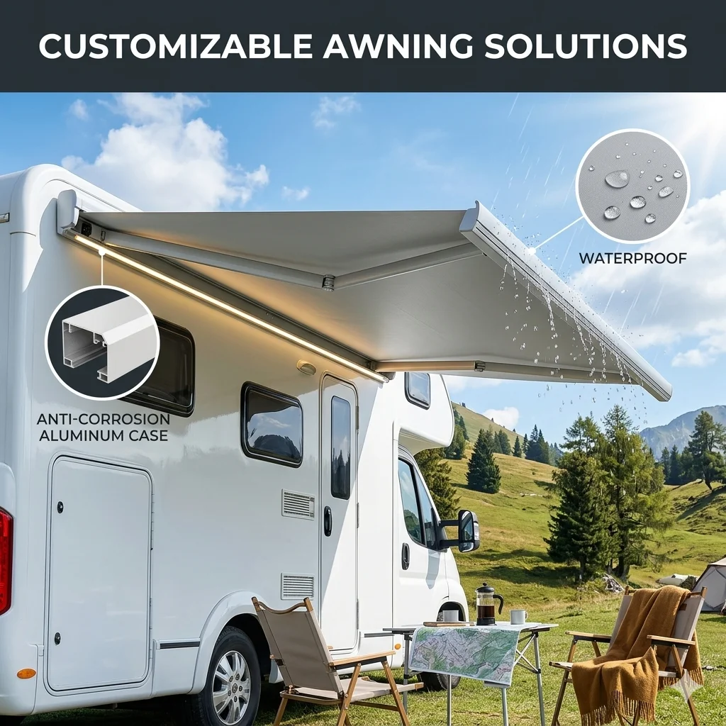 Customizable Motorized RV Awning Anti-Corrosion Aluminum Case Waterproof Retractable Caravan Camper Van Rooftop Tent Sunshade
Customizable Motorized RV Awning Anti-Corrosion Aluminum Case Waterproof Retractable Caravan Camper Van Rooftop Tent Sunshade