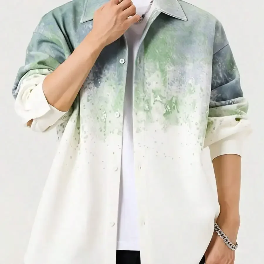 Tie-Dye Collar Casual Long Sleeve Button Up Shirt Loose Fit For Men
Tie-Dye Collar Casual Long Sleeve Button Up Shirt Loose Fit For Men