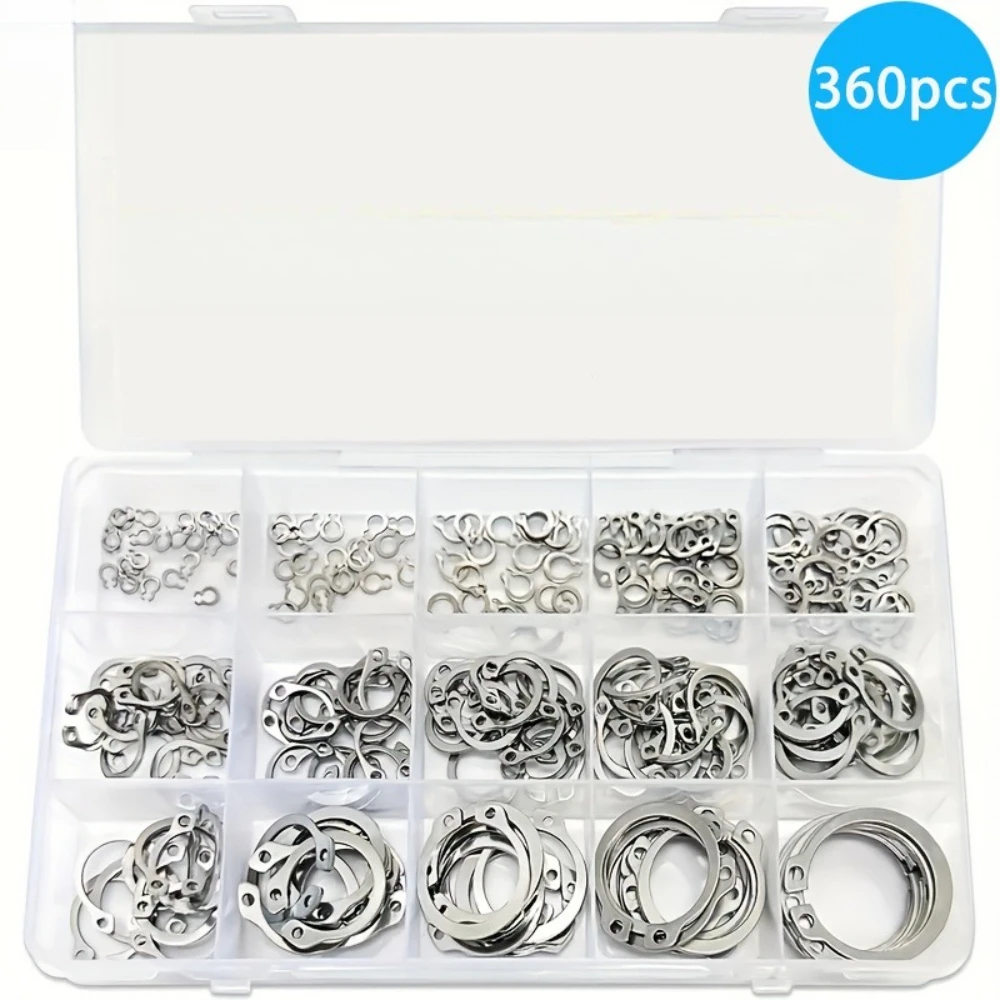 360pcs 304 Stainless Steel Shaft Retaining Ring M3-M25 C Type External Retaining Rings Open Elastic Retaining Ring Haft Stop
360pcs 304 Stainless Steel Shaft Retaining Ring M3-M25 C Type External Retaining Rings Open Elastic Retaining Ring Haft Stop