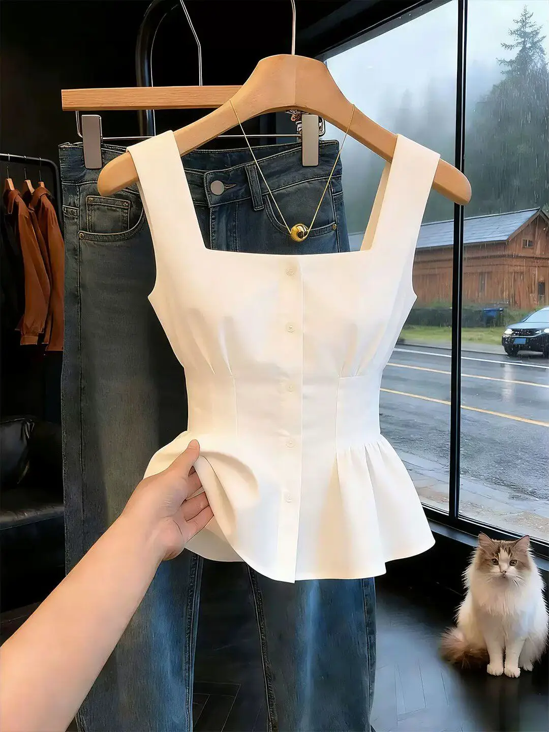 Elegant Simple Sleeveless Square Collar Belted Design Beautiful Top Fashionable Summer Women's Shirt Gentle Style Polyester F...
Elegant Simple Sleeveless Square Collar Belted Design Beautiful Top Fashionable Summer Women's Shirt Gentle Style Polyester F...
