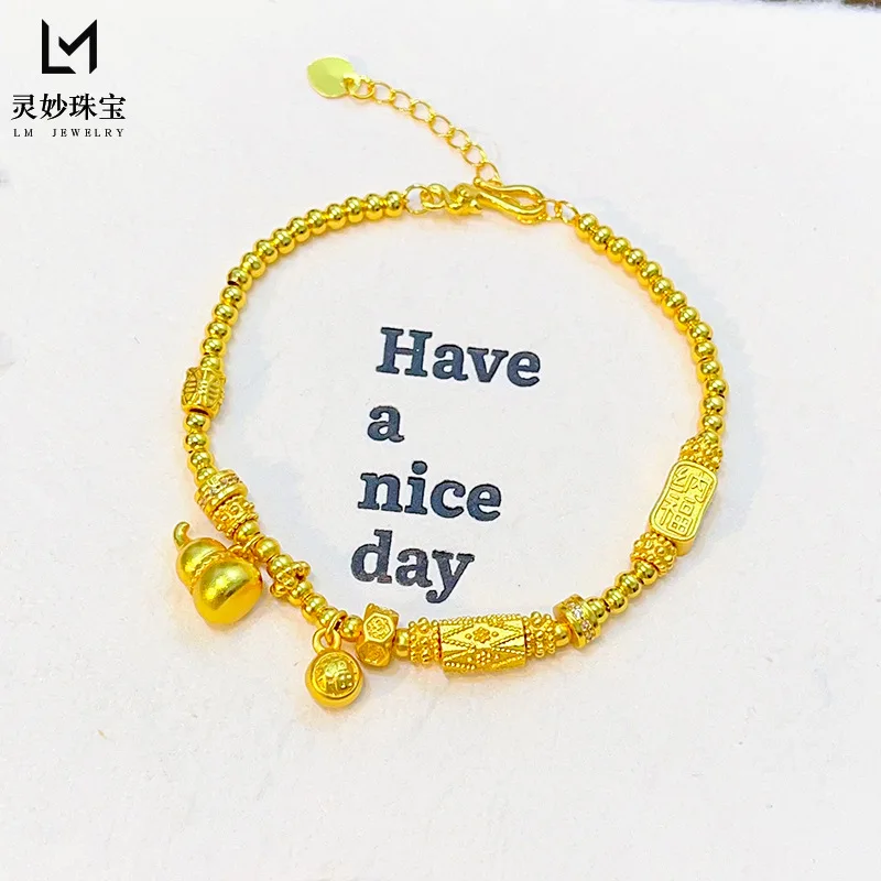 24K AU999 Gold Gourd Charm Bracelet - Feminine Silhouette with Lucky Beads, Stylish for Office & Casual Outfits
24K AU999 Gold Gourd Charm Bracelet - Feminine Silhouette with Lucky Beads, Stylish for Office & Casual Outfits