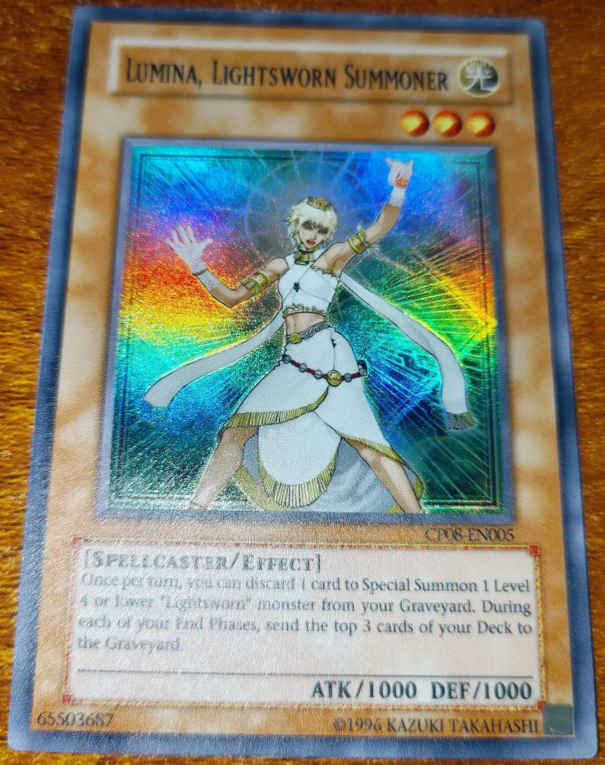 Yu-Gi-Oh Lumina, Lightsworn Summoner TCG SR CP08-EN005 Children's Hobby Toy Collectible Card(Not Original)
Yu-Gi-Oh Lumina, Lightsworn Summoner TCG SR CP08-EN005 Children's Hobby Toy Collectible Card(Not Original)