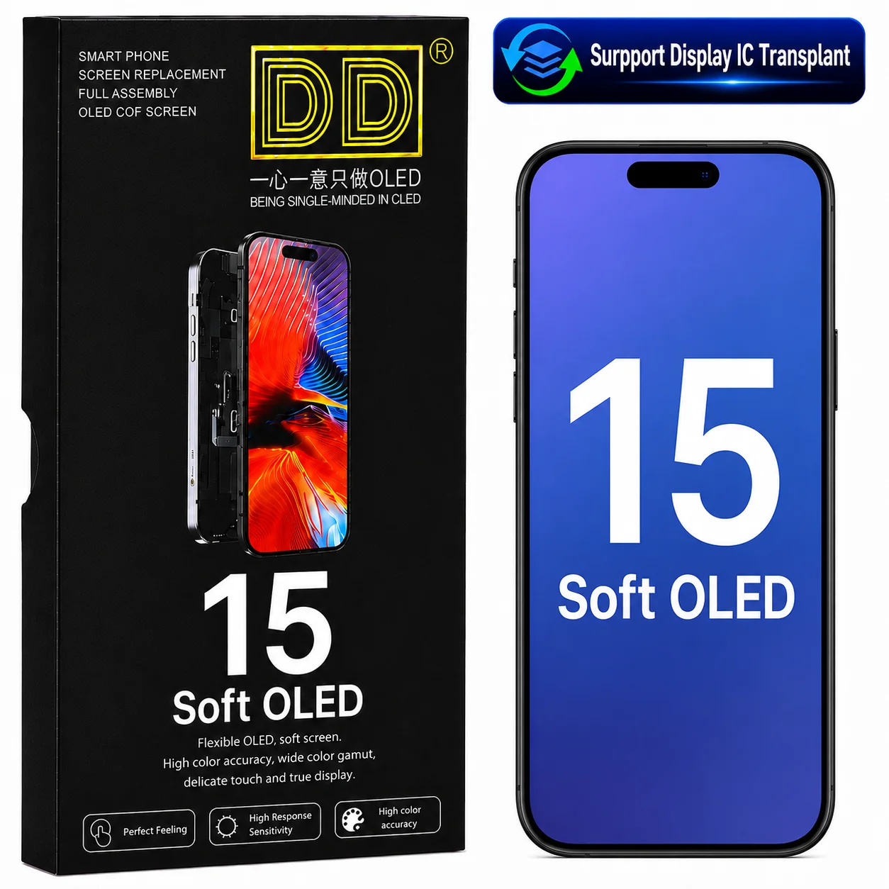 DD Soft OLED LCD Screen For iPhone 15 Digitizer Assembly Replacement Original Color Quality
DD Soft OLED LCD Screen For iPhone 15 Digitizer Assembly Replacement Original Color Quality
