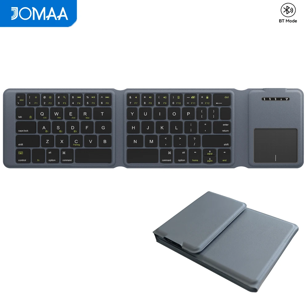 Jomaa Rechargeable Tri-foldable Keyboard Folding Bluetooth Wireless Keyboard with Touchpad for iPad, iPhone, MacBook
Jomaa Rechargeable Tri-foldable Keyboard Folding Bluetooth Wireless Keyboard with Touchpad for iPad, iPhone, MacBook