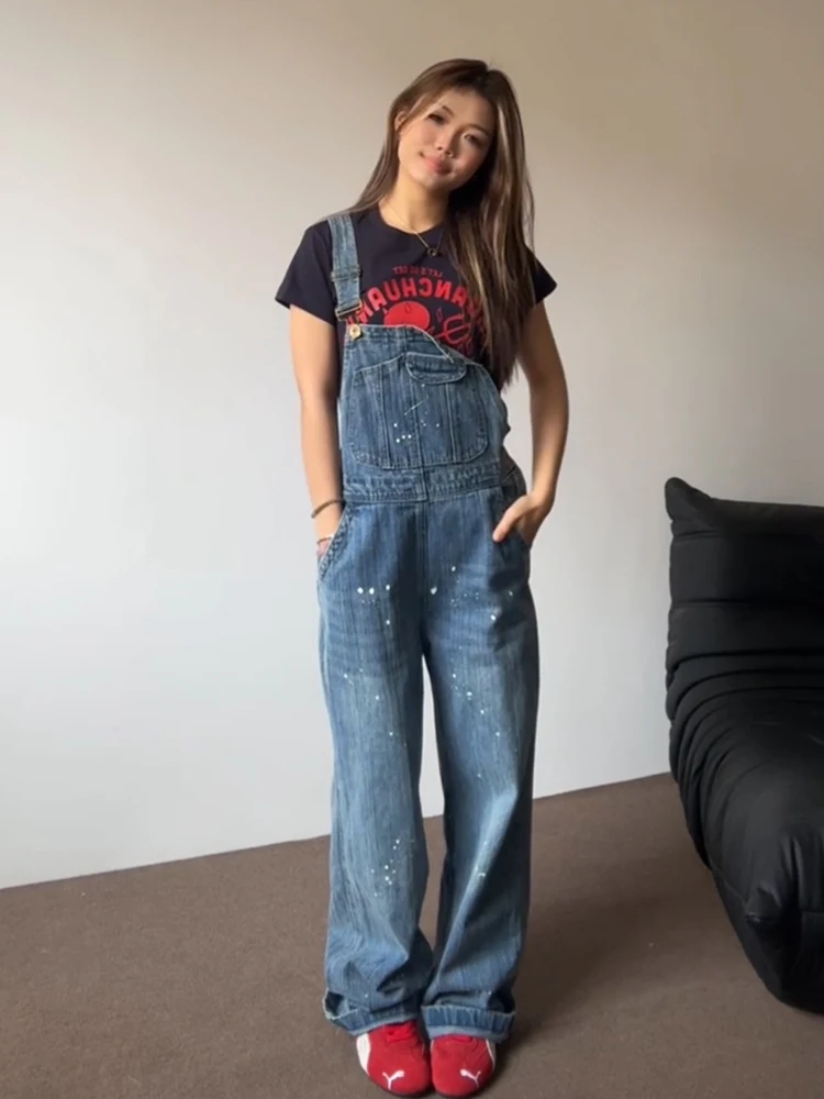 Retro American Splatter Denim Overalls Women Summer Design Loose Straight Casual Wide Leg Jumpsuit High Waist Long Pants
Retro American Splatter Denim Overalls Women Summer Design Loose Straight Casual Wide Leg Jumpsuit High Waist Long Pants