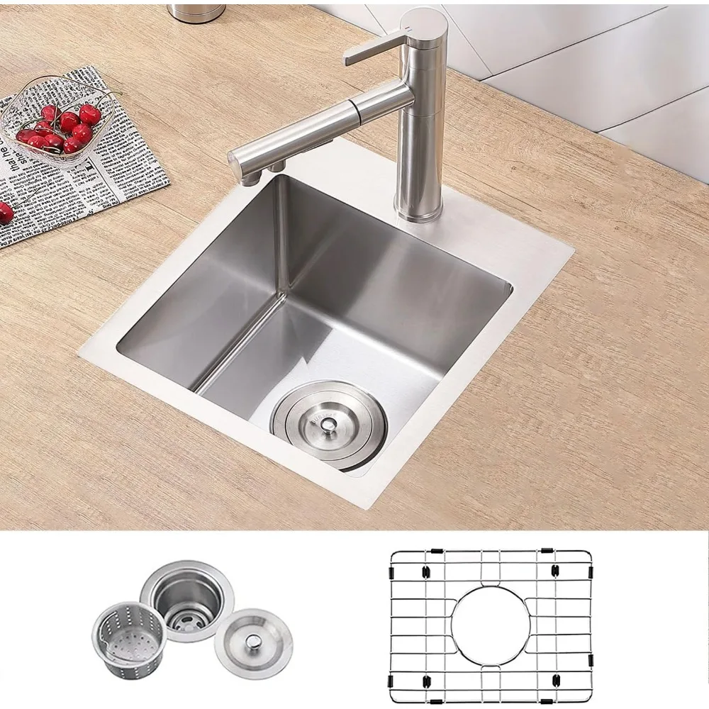 Drop In Bar Sink 15x15 Inch Topmount Small Single Bowl Wet Prep Sink Outdoor Handmade Brushed Nickel
Drop In Bar Sink 15x15 Inch Topmount Small Single Bowl Wet Prep Sink Outdoor Handmade Brushed Nickel