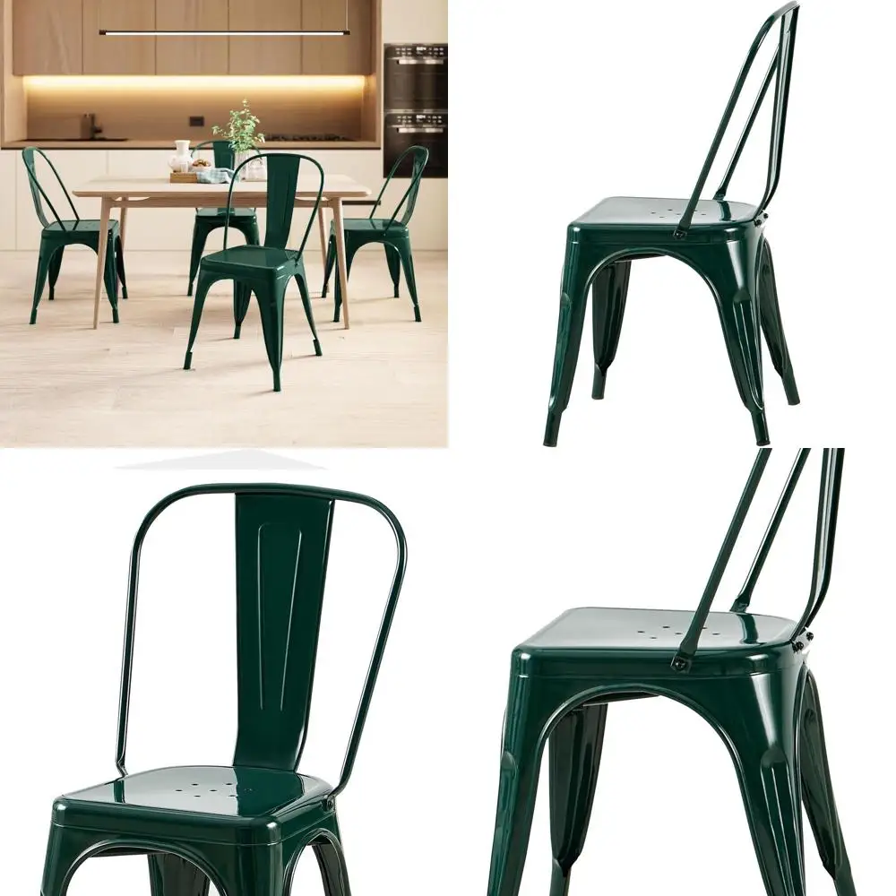 Stackable Industrial Metal Dining Chairs, 18 Seat Height, Durable Modern Design, Tile Accent, Set of 2, Green
Stackable Industrial Metal Dining Chairs, 18 Seat Height, Durable Modern Design, Tile Accent, Set of 2, Green