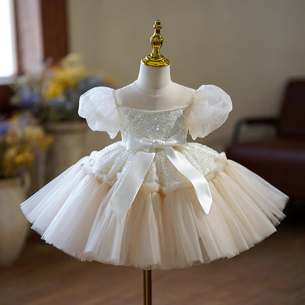 Flower Girl's Light Champagne Wedding Party Dress Children Sequins A-line Bubble Sleeved Princess Dress Birthday Party Ball Gown
Flower Girl's Light Champagne Wedding Party Dress Children Sequins A-line Bubble Sleeved Princess Dress Birthday Party Ball Gown