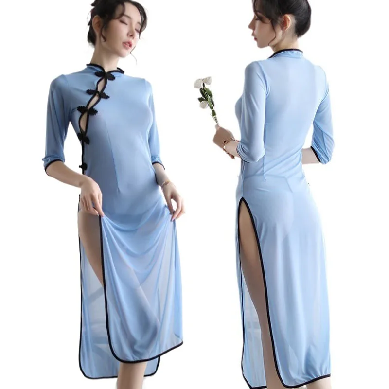 Сексуальная женская ночная сорочка, прозрачная, с боковыми разрезами, в стиле униформы, в стиле чхонсам 1920-х годов, сексуальный чхонсам, нижнее белье для женщин, сексуальный костюм
Сексуальная женская ночная сорочка, прозрачная, с боковыми разрезами, в стиле униформы, в стиле чхонсам 1920-х годов, сексуальный чхонсам, нижнее белье для женщин, сексуальный костюм