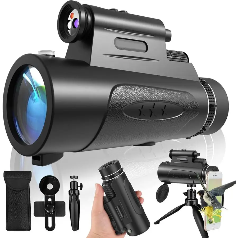 Монокуляр с подсветкой HD 80x100 для взрослых, мощный монокуляр для охоты с держателем для смартфона и штативом, ручной
Монокуляр с подсветкой HD 80x100 для взрослых, мощный монокуляр для охоты с держателем для смартфона и штативом, ручной