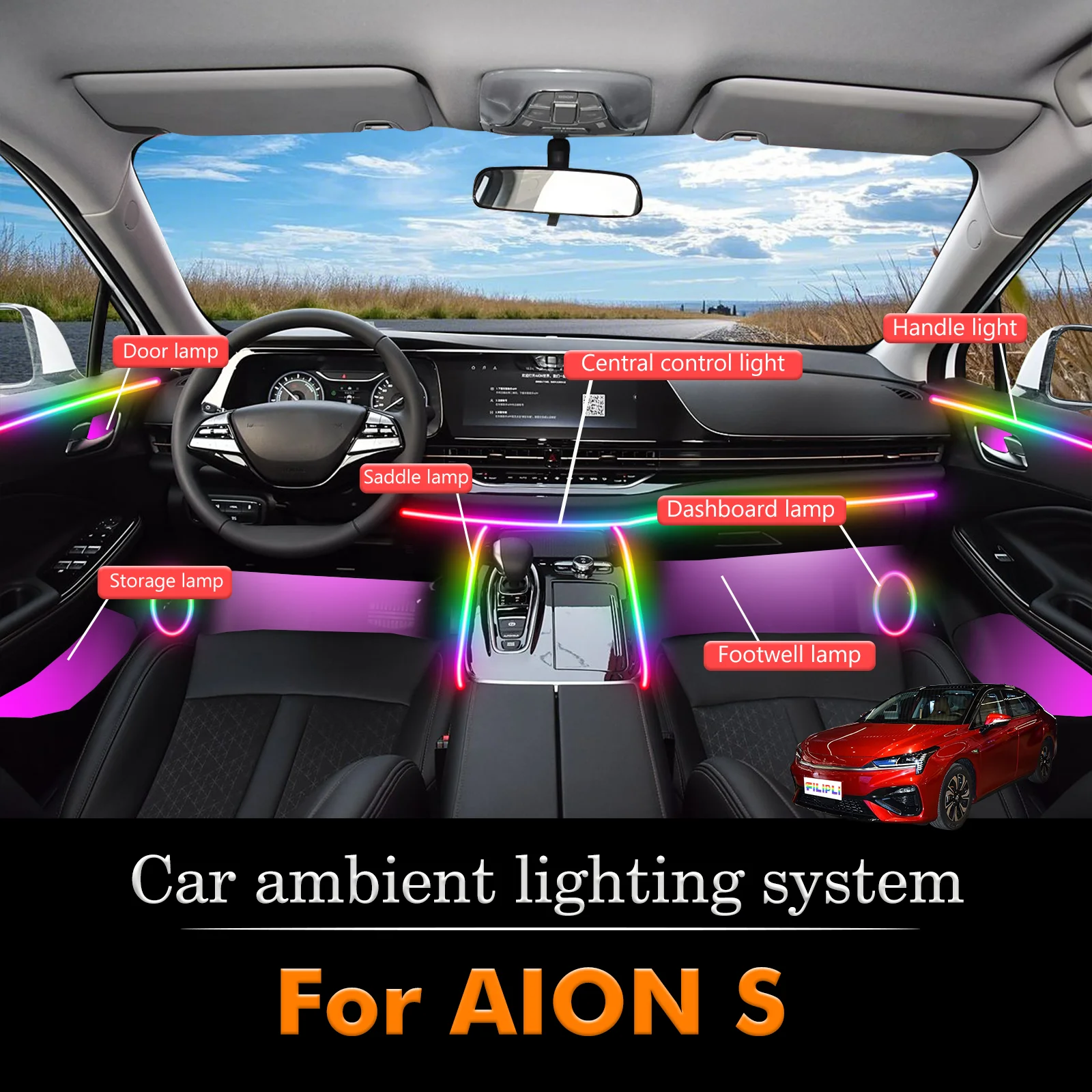 For AION S Car Interior Decorative Ambient Light RGB 64-Color LED Smart Remote Control Energy Saving Kit
For AION S Car Interior Decorative Ambient Light RGB 64-Color LED Smart Remote Control Energy Saving Kit