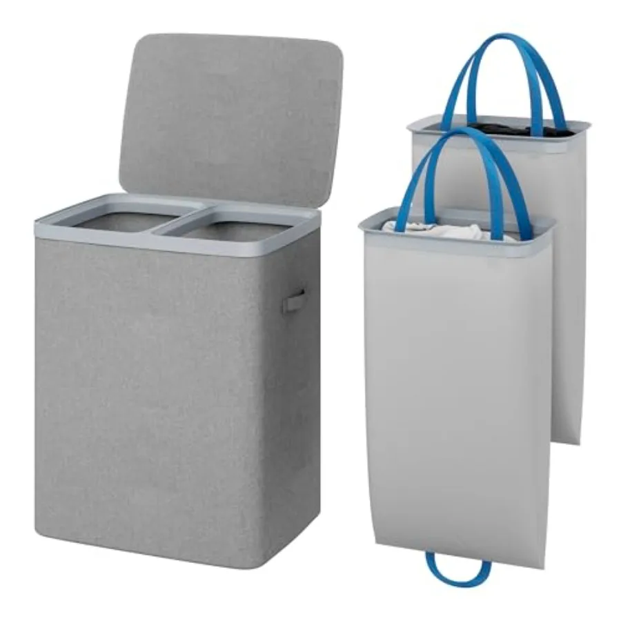Laundry Hamper with lid 100L Large Capacity Foldable Laundry Basket with Dual Compartments for Light and Dark Clothes Removable
Laundry Hamper with lid 100L Large Capacity Foldable Laundry Basket with Dual Compartments for Light and Dark Clothes Removable