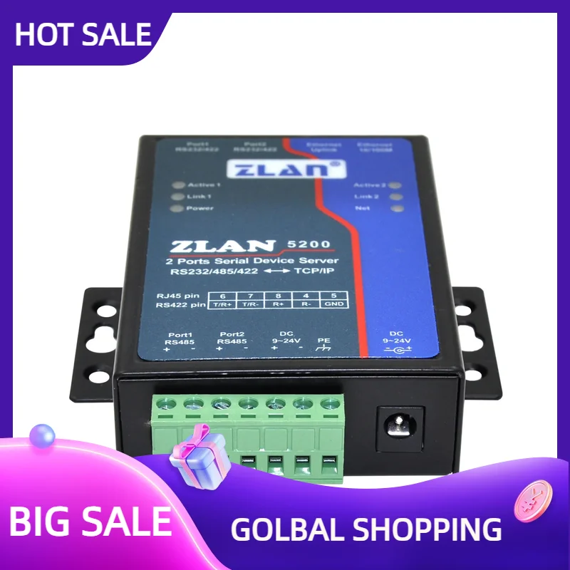 Лидер продаж ZLAN5240 2-портовый преобразователь RS232 RS485 в Ethernet TCPIP RJ45 с двумя последовательными устройствами, сервер Modbus RTU в TCP-шлюз
Лидер продаж ZLAN5240 2-портовый преобразователь RS232 RS485 в Ethernet TCPIP RJ45 с двумя последовательными устройствами, сервер Modbus RTU в TCP-шлюз