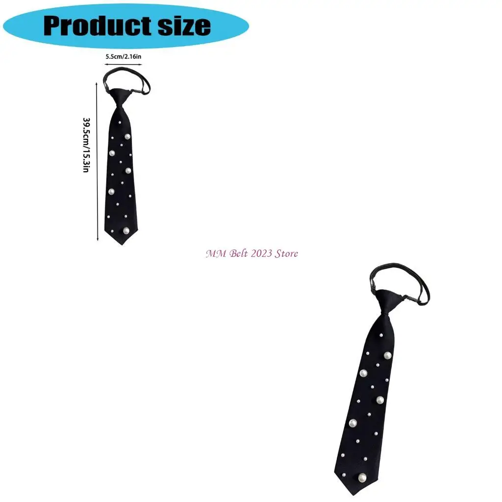 49ME Sophisticated Womens Girls Necktie With Synthetic Pearls Pre Tied Black Neck Tie
49ME Sophisticated Womens Girls Necktie With Synthetic Pearls Pre Tied Black Neck Tie