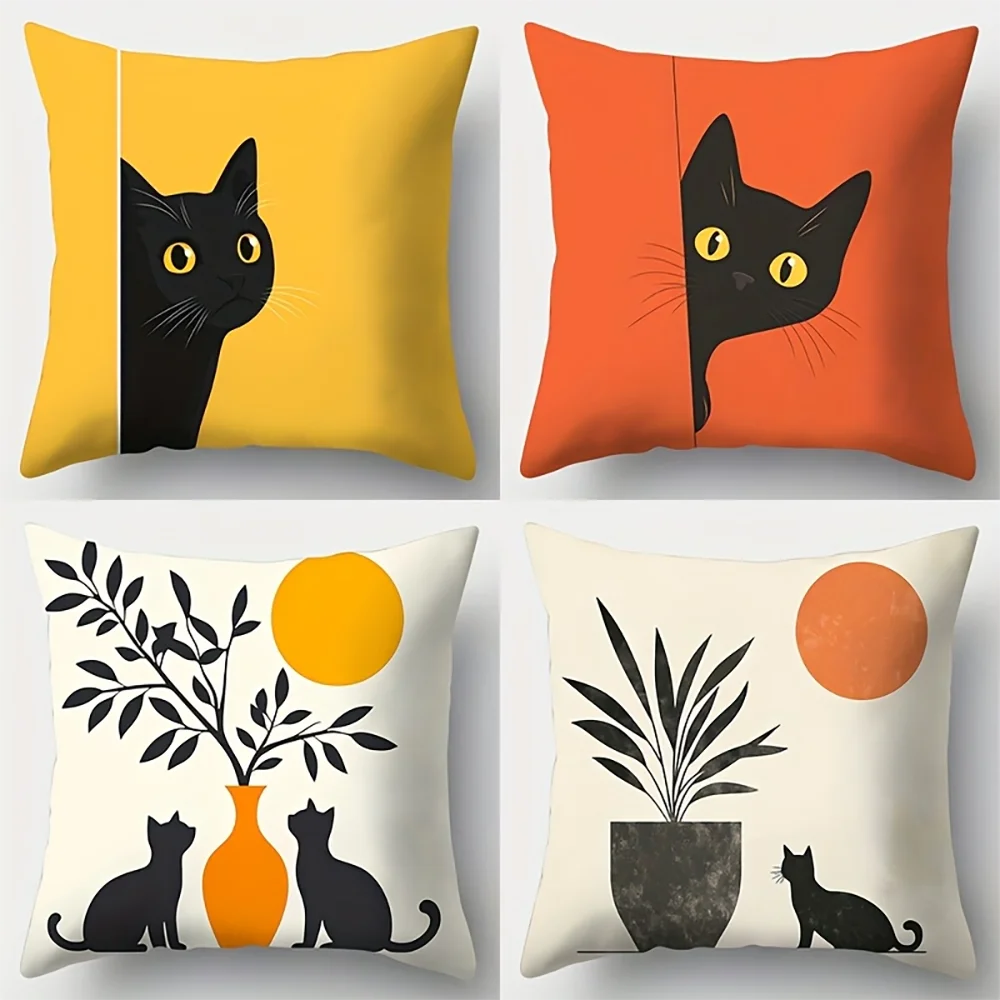 1pc Bohemian Black Cat Plant Print Throw Pillow Covers Home Decor 2D Flat Printing Machine Washable Non-embroidered
1pc Bohemian Black Cat Plant Print Throw Pillow Covers Home Decor 2D Flat Printing Machine Washable Non-embroidered