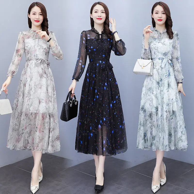 Fashion Autumn Dress Women Clothes Bow Lace-up Flower Print Chiffon Dress Ladies Elegant Long Sleeve Work Dresses 2024 New V331
Fashion Autumn Dress Women Clothes Bow Lace-up Flower Print Chiffon Dress Ladies Elegant Long Sleeve Work Dresses 2024 New V331