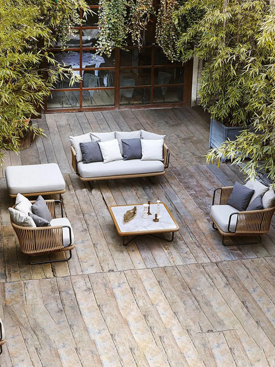 Simple casual rattan braided rope balcony courtyard outdoor garden leisure outdoor sofa combination living room furniture
Simple casual rattan braided rope balcony courtyard outdoor garden leisure outdoor sofa combination living room furniture