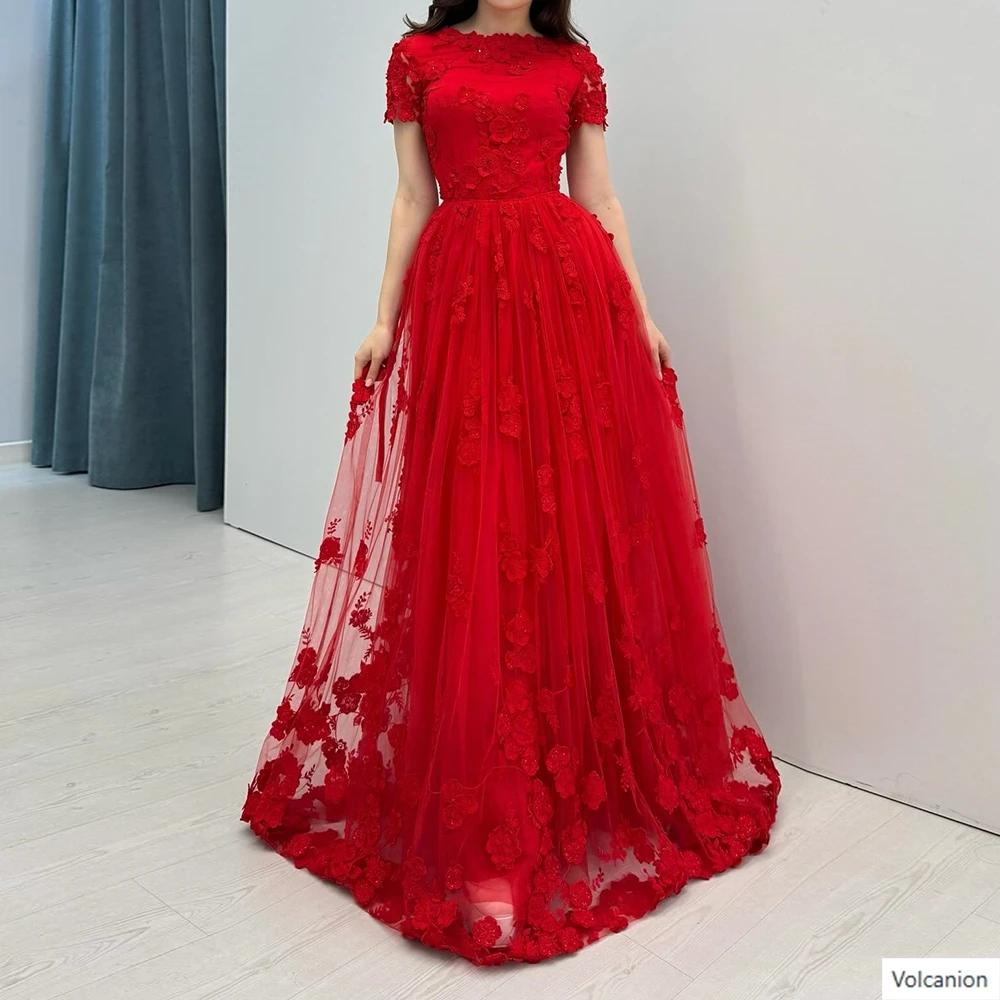 Customized A-line Evening Dresses Floor-length Scoop-neck Short Sleeve Prom Gown Simple Fashion Flowers Draped Party Gown
Customized A-line Evening Dresses Floor-length Scoop-neck Short Sleeve Prom Gown Simple Fashion Flowers Draped Party Gown