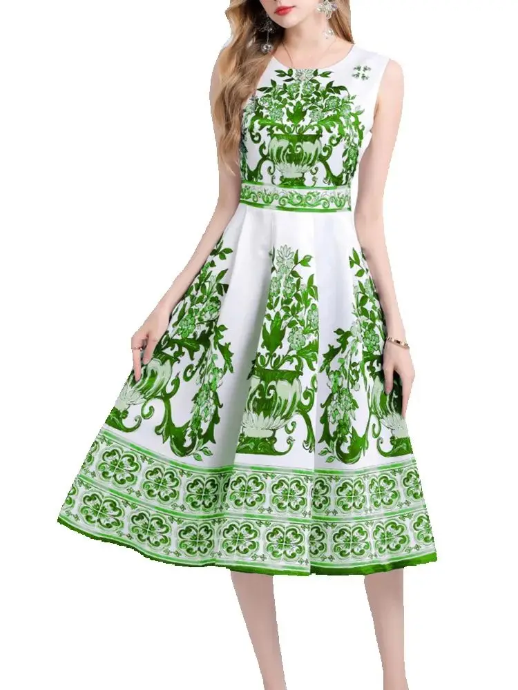 Retro Printed Slim Fit Round Neck Vest Dress 2025 New Fashionable Summer Women'S Clothing 
Retro Printed Slim Fit Round Neck Vest Dress 2025 New Fashionable Summer Women'S Clothing