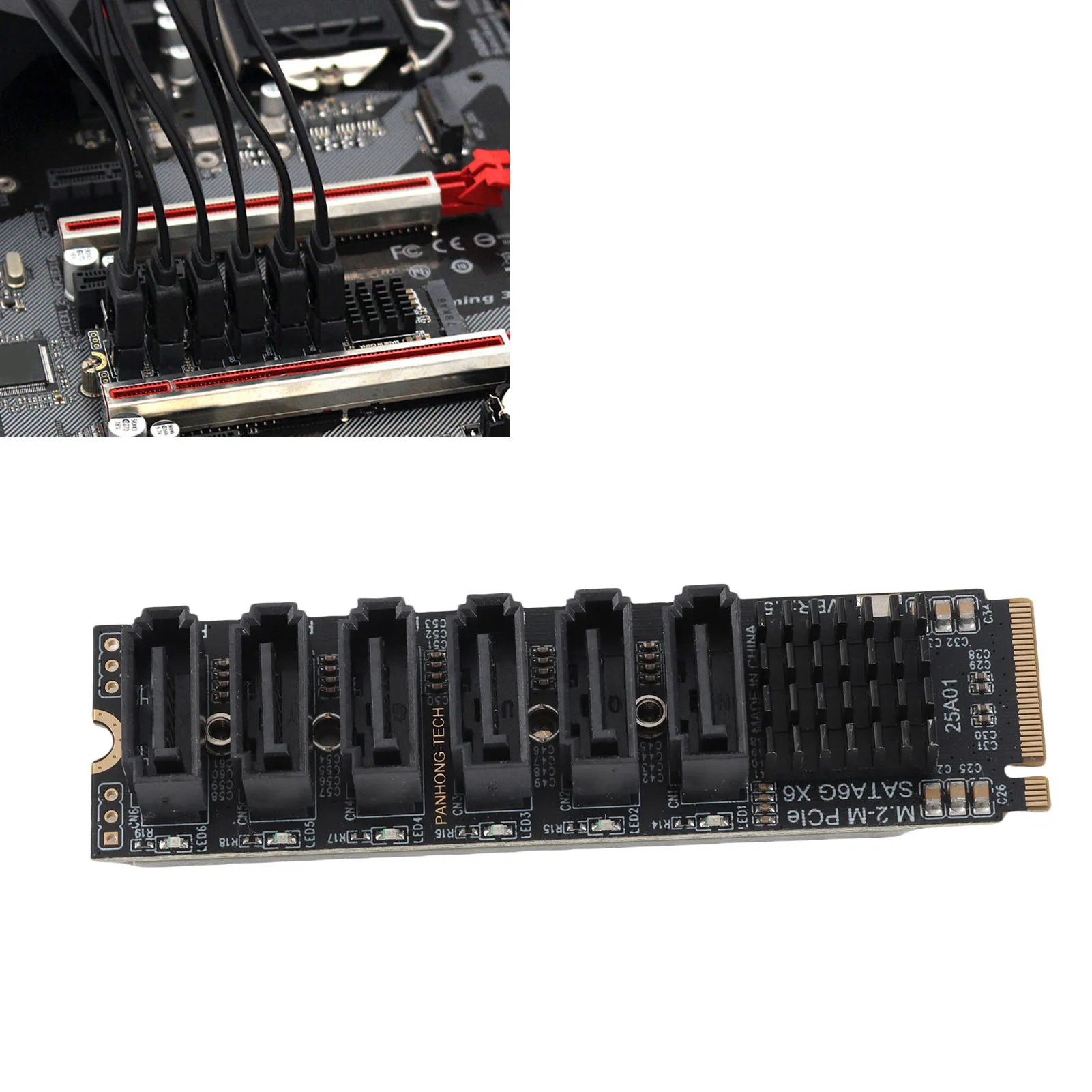 M.2 M-EKY PCIE3.0 to SATA3.0 Adapter Card 6 Ports 6Gbps High Speed ASM1166 M.2 PCIE to SATA Expansion Card with Smart Indicator
M.2 M-EKY PCIE3.0 to SATA3.0 Adapter Card 6 Ports 6Gbps High Speed ASM1166 M.2 PCIE to SATA Expansion Card with Smart Indicator