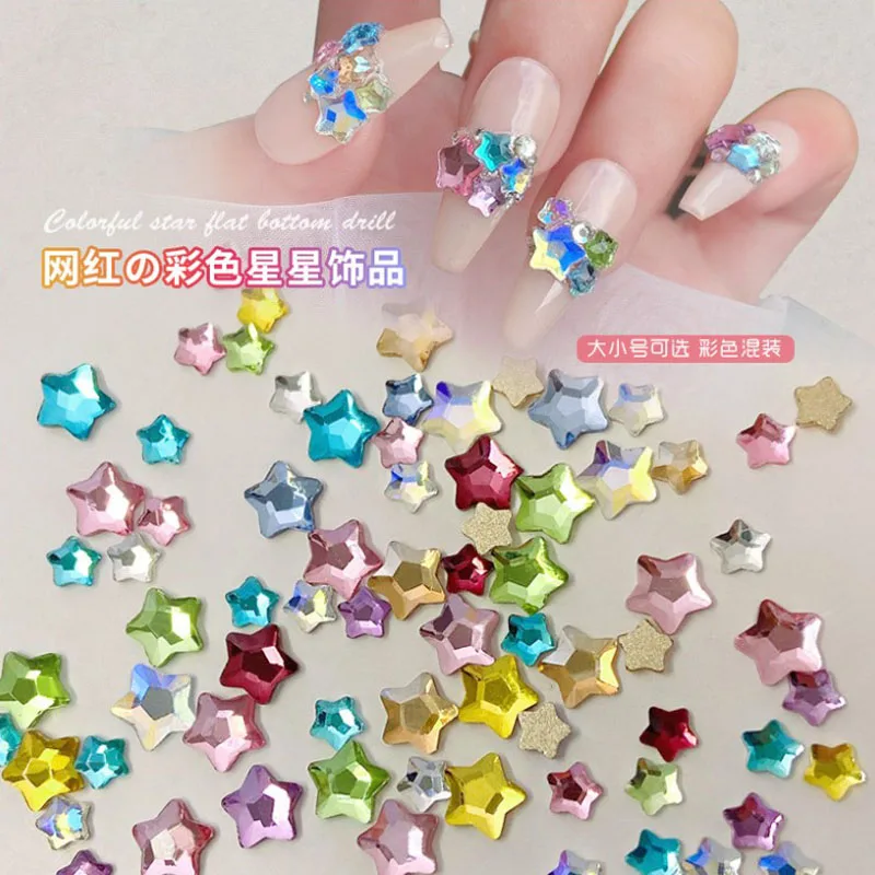 50pcs Nails Art Pentagram Design Random Mixer Color Diamond Rhinestones Flat Bottom Shaped Nail Decoration Manicure Accessories
50pcs Nails Art Pentagram Design Random Mixer Color Diamond Rhinestones Flat Bottom Shaped Nail Decoration Manicure Accessories