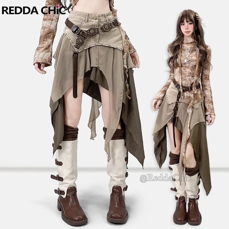 REDDACHiC Cowgirl Tulle Stitch Denim Asymmetric Skirt Hippie Retro Rivets High Rise Ruffle Flowy Long Skirt Summer Women Clothes
REDDACHiC Cowgirl Tulle Stitch Denim Asymmetric Skirt Hippie Retro Rivets High Rise Ruffle Flowy Long Skirt Summer Women Clothes