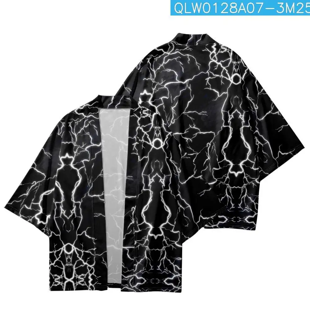 Summer Women Men Beach Cardigan Robe Haori Japanese Cartoon Thunderbolt Printed Loose Kimono Streetwear Top Yukata
Summer Women Men Beach Cardigan Robe Haori Japanese Cartoon Thunderbolt Printed Loose Kimono Streetwear Top Yukata