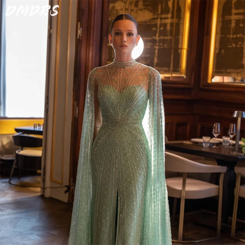 Elegant Backless Long Sleeve Prom Dress Fashion High Collar Sheath Party Dress Classic Cap Sleeve Evening Gowns Customized
Elegant Backless Long Sleeve Prom Dress Fashion High Collar Sheath Party Dress Classic Cap Sleeve Evening Gowns Customized