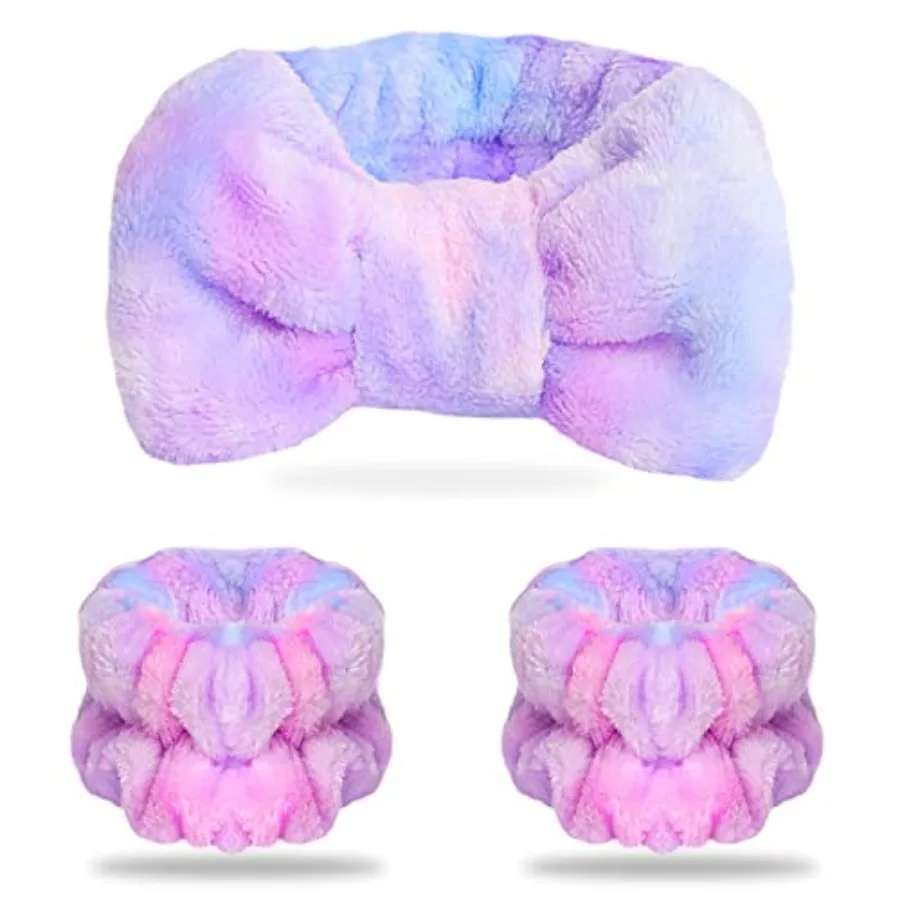 Spa Headband and Matching Wrist Bands for Washing Face, Fuzzy Skincare Bow Headbands, Soft Facial Makeup Head Bands, Shower Hai
Spa Headband and Matching Wrist Bands for Washing Face, Fuzzy Skincare Bow Headbands, Soft Facial Makeup Head Bands, Shower Hai