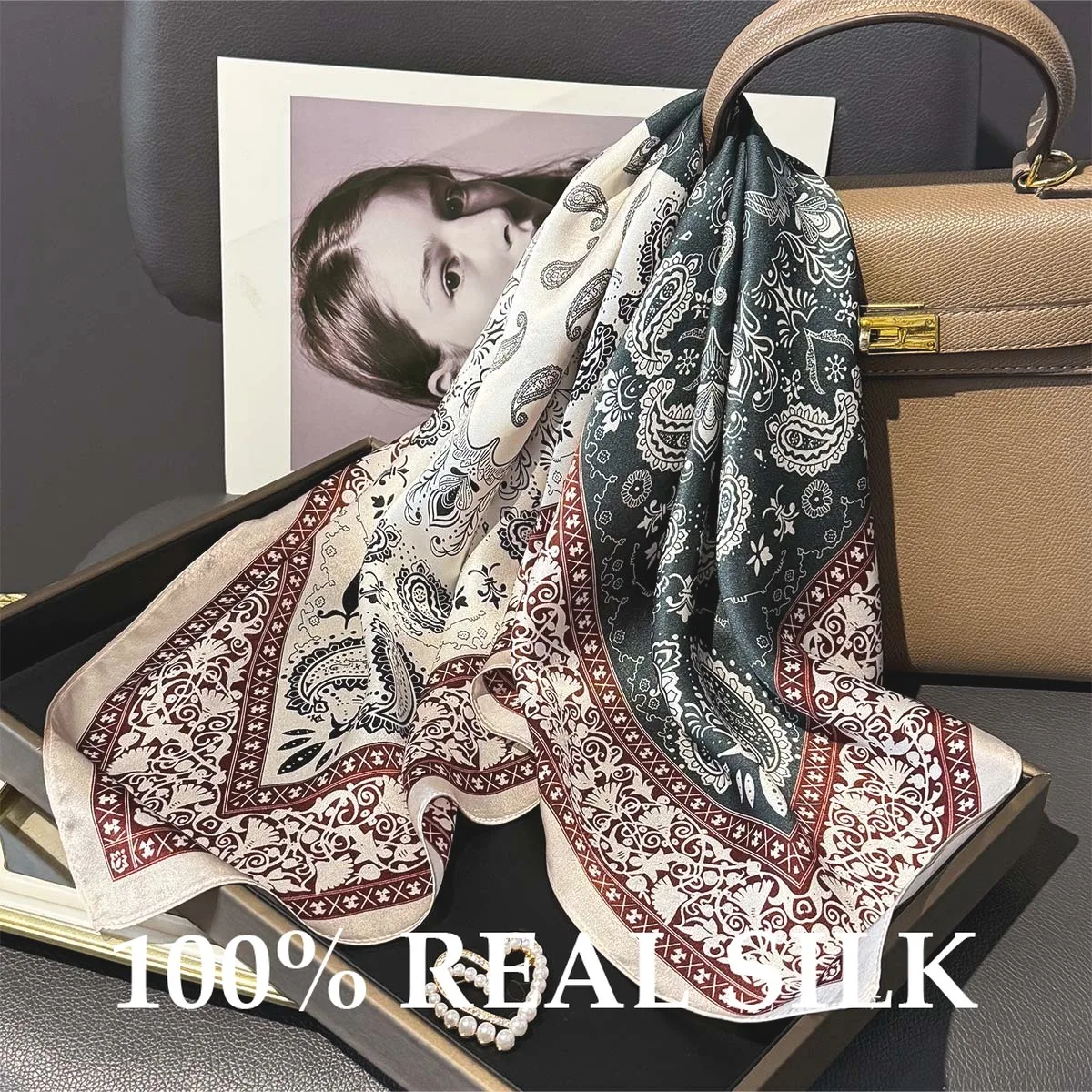 New 100% Real Silk Scarf Women Luxury Paisley Print Headband Square Foulard Female Neckerchief Shawl Wraps Hijab Bandana Scarves
New 100% Real Silk Scarf Women Luxury Paisley Print Headband Square Foulard Female Neckerchief Shawl Wraps Hijab Bandana Scarves