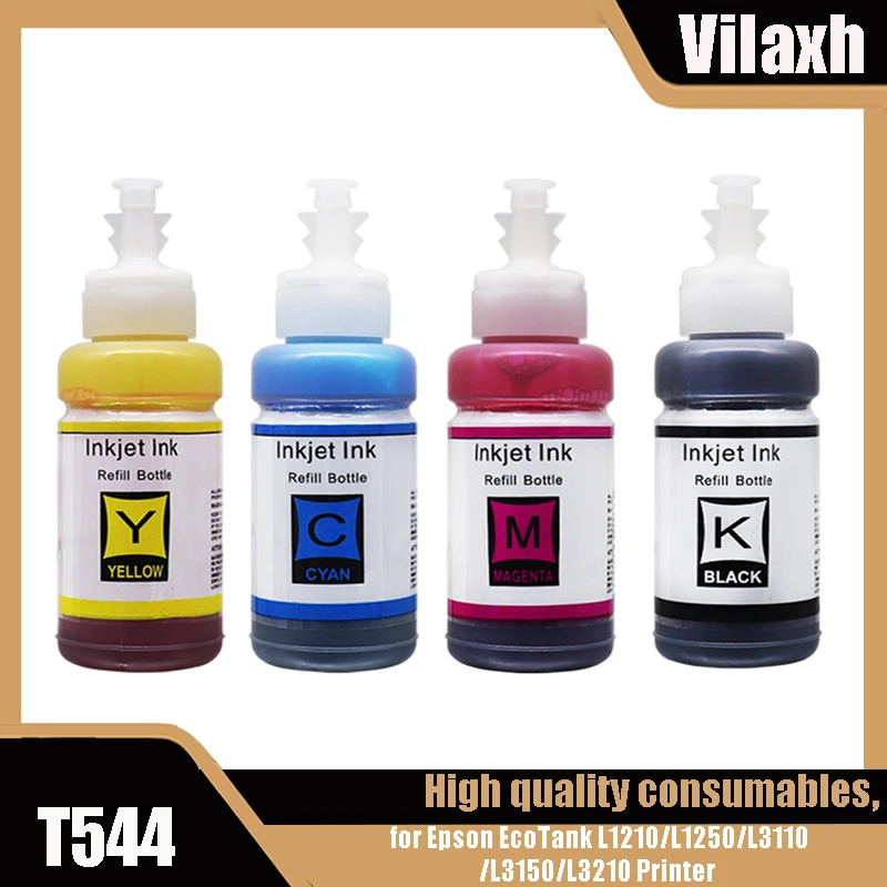 544 T544 Premium Color Compatible Bottle Water Based Refill Inkjet Ink for Epson EcoTank L1210/L1250/L3110/L3150/L3210 Printer
544 T544 Premium Color Compatible Bottle Water Based Refill Inkjet Ink for Epson EcoTank L1210/L1250/L3110/L3150/L3210 Printer