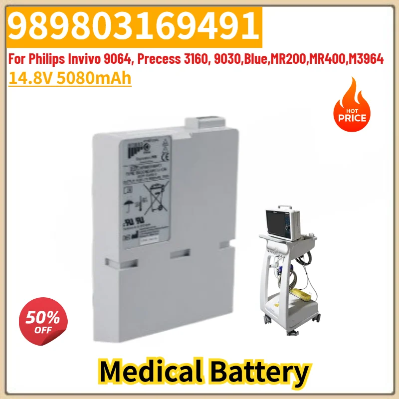 High Quality 989803169491 Medical Battery 14.8V 5080mAh for Philips Invivo 9064, Precess 3160, 9030, Blue,MR200,MR400,M3964
High Quality 989803169491 Medical Battery 14.8V 5080mAh for Philips Invivo 9064, Precess 3160, 9030, Blue,MR200,MR400,M3964