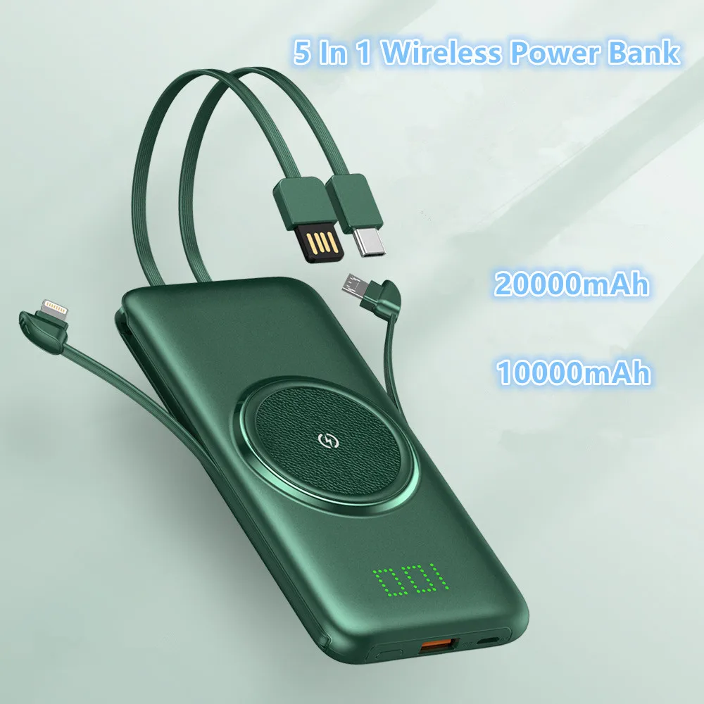 Cncncool 5 In 1 Wireless Power Bank 20000mAh LED Digital Display Built-in Cables Powerbank Mobile Phone External Battery Charger
Cncncool 5 In 1 Wireless Power Bank 20000mAh LED Digital Display Built-in Cables Powerbank Mobile Phone External Battery Charger