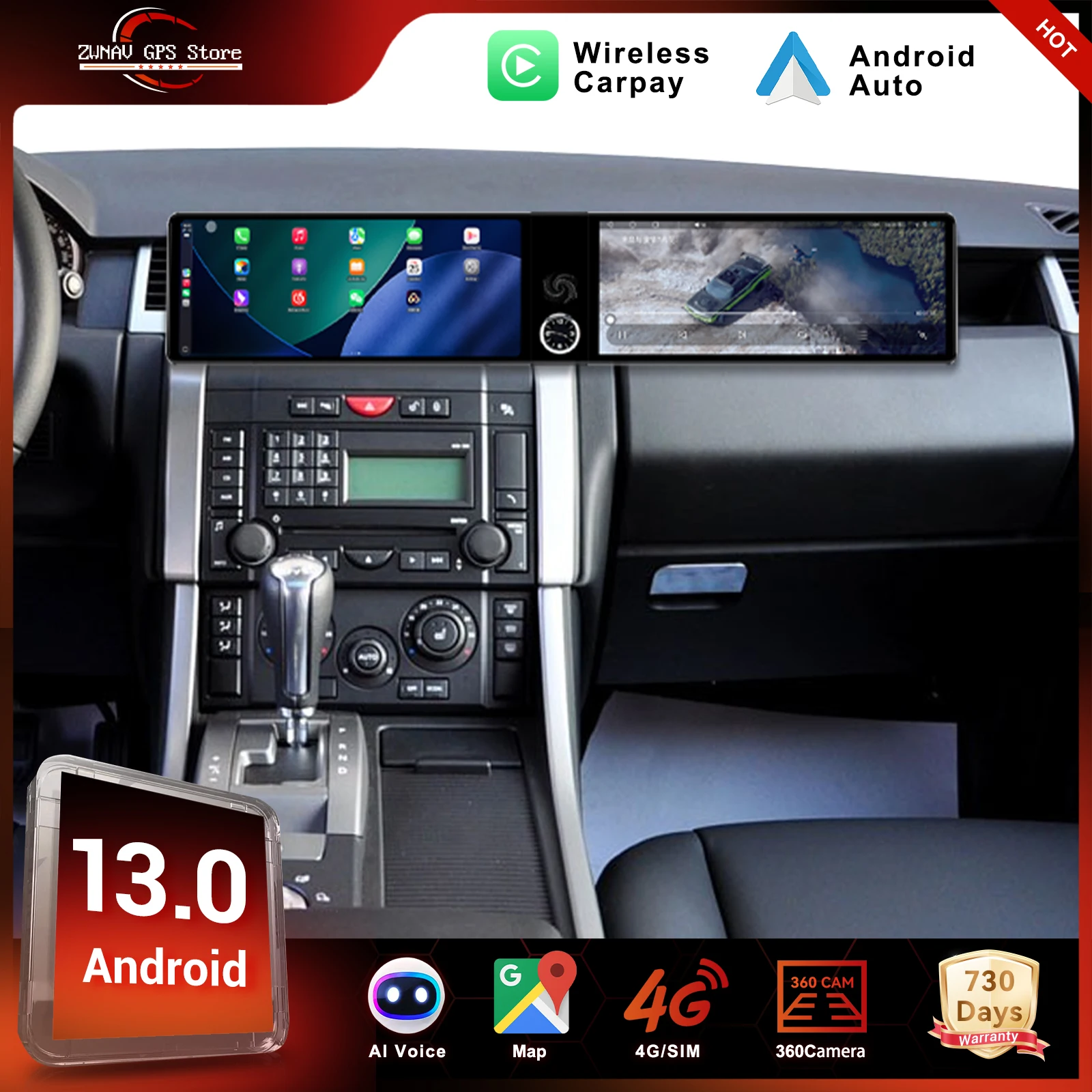 Dual screen 12.3” For Land Rover Range Rover Sport 2005 Android auto navigation carplay multimedia player radio wireless head
Dual screen 12.3” For Land Rover Range Rover Sport 2005 Android auto navigation carplay multimedia player radio wireless head