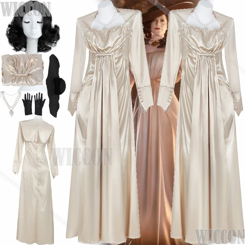 Lady Dimitrescu Alcina Dimitrescu Evil Village Winters Expansion Cosplay Champagne-colored Dress Black Wig Woman Halloween Cos
Lady Dimitrescu Alcina Dimitrescu Evil Village Winters Expansion Cosplay Champagne-colored Dress Black Wig Woman Halloween Cos