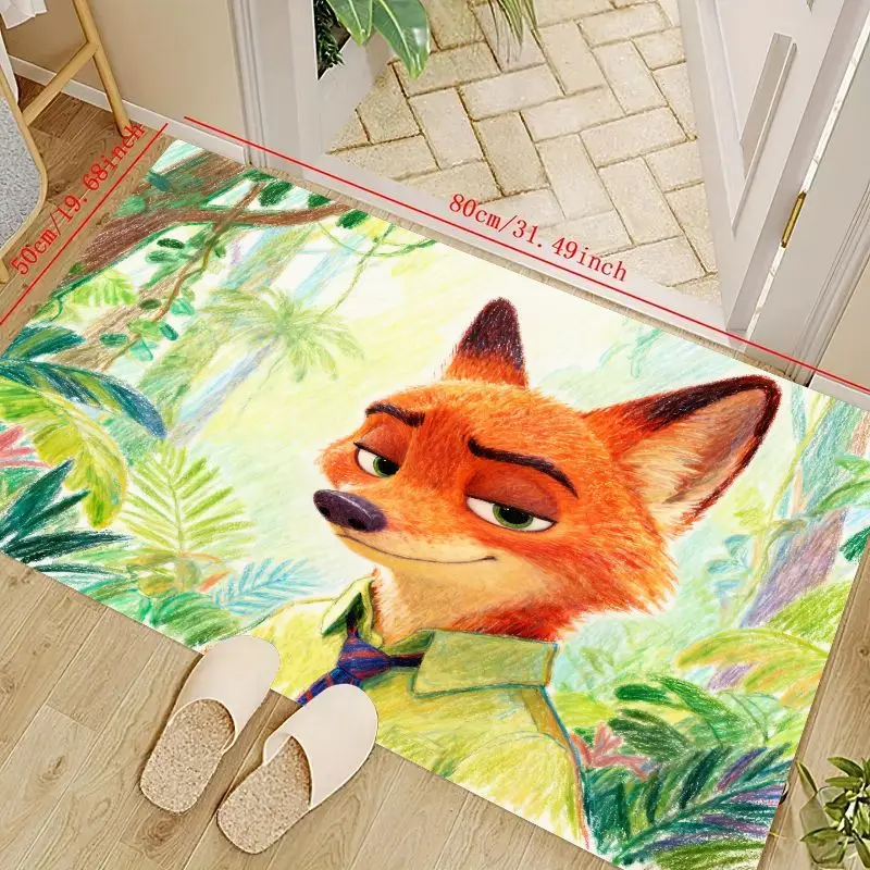 1 шт. Коврик для пола Zootopia Nick Wilde с мультяшной лисой, яркий коврик в стиле джунглей с рисунком ручной работы для гостиной, спальни, детской комнаты En 
1 шт. Коврик для пола Zootopia Nick Wilde с мультяшной лисой, яркий коврик в стиле джунглей с рисунком ручной работы для гостиной, спальни, детской комнаты En