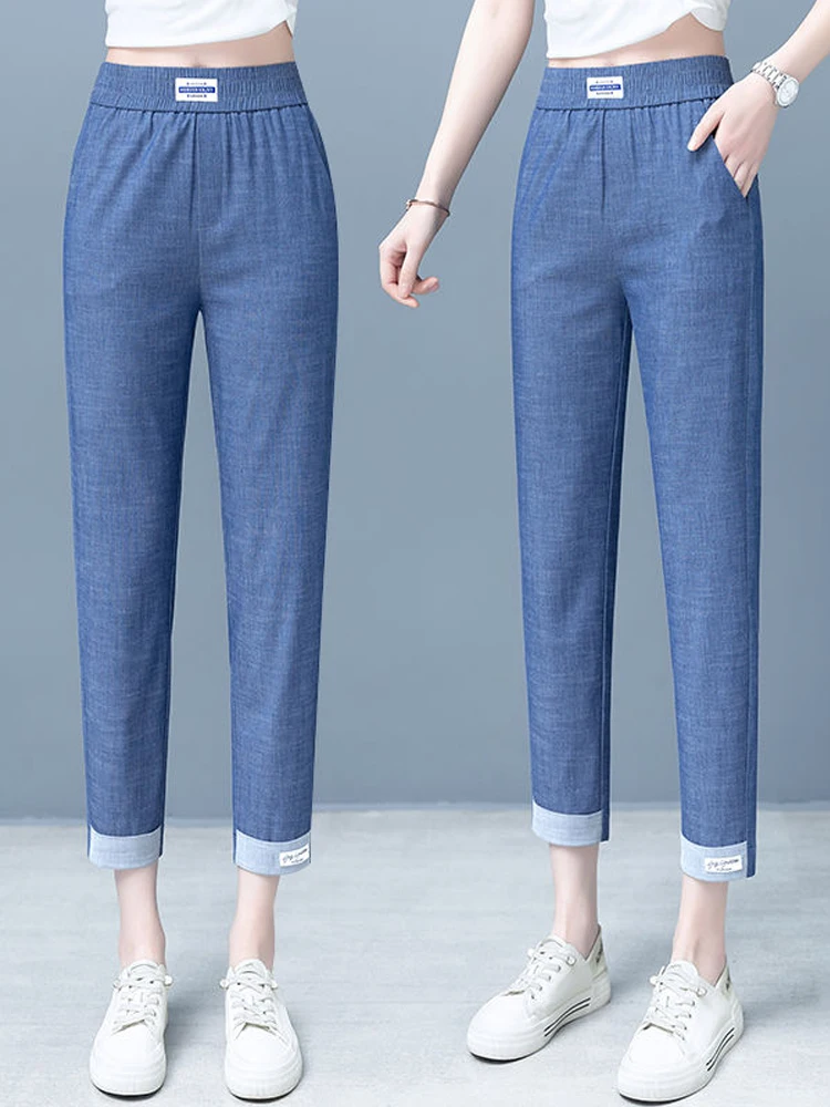 Women's Summer Thin Loose Straight Tube Jeans Ice Silk Casual High Waist Straight Leg Trousers Comfortable Fit Slimming Pants
Women's Summer Thin Loose Straight Tube Jeans Ice Silk Casual High Waist Straight Leg Trousers Comfortable Fit Slimming Pants