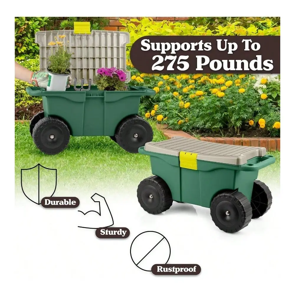 Garden Cart With Seat Plastic Storage With Bench And Interior Tool Tray Gardening Stool For Weeding And Planting By Green
Garden Cart With Seat Plastic Storage With Bench And Interior Tool Tray Gardening Stool For Weeding And Planting By Green