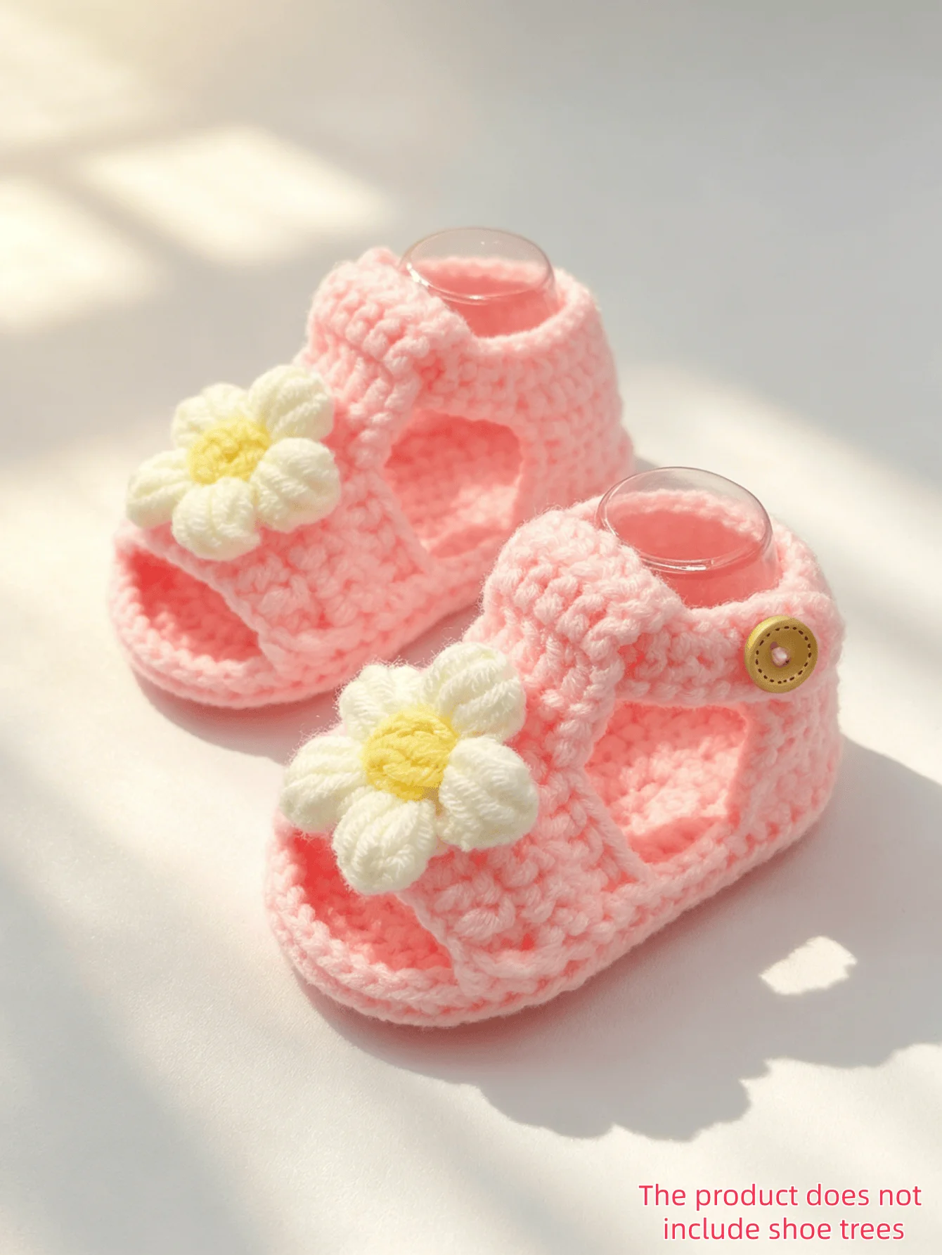 1 Pair Crochet Baby Girl Sandal Booties, Pink, Daisy Flower Accent with Button Strap, Infant Shoes
1 Pair Crochet Baby Girl Sandal Booties, Pink, Daisy Flower Accent with Button Strap, Infant Shoes