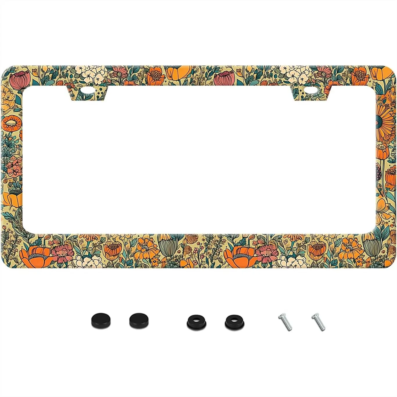 Stainless Steel Floral License Plate Frame with Screws, Vintage Flower Design, Fits Standard US Vehicles 12x6 Inch
Stainless Steel Floral License Plate Frame with Screws, Vintage Flower Design, Fits Standard US Vehicles 12x6 Inch