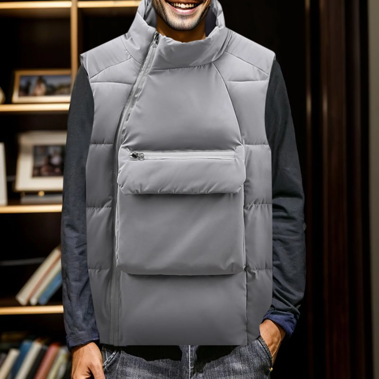 New Men'S Autumn Winter Down Cotton Vest Front Pocket Waistcoat Warm Sleeveless Jacket Stand Collar Solid Color Zipper Coat
New Men'S Autumn Winter Down Cotton Vest Front Pocket Waistcoat Warm Sleeveless Jacket Stand Collar Solid Color Zipper Coat